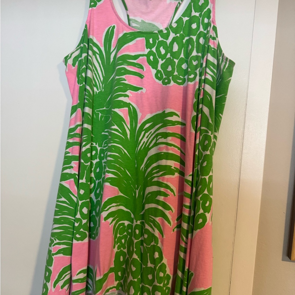 Lilly Pulitzer Green and Pink Sleeveless Sundress